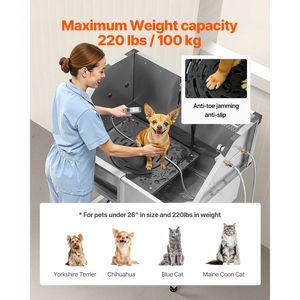 Stazione di lavaggio per cani in acciaio inossidabile da 38 pollici con rubinetto caldo/freddo e soffione doccia per toelettatura animali domestici, lavello da esterno per piccoli spazi - Product Image 4
