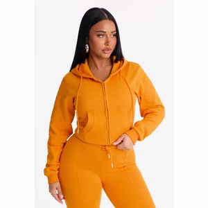 2026 Custom Acid Washed Full Zip up Jogging Suit and Flared Pant New Style 100%Cotton Heavy Fleece 400Gsm for <b>Women</b> - Product Image 2