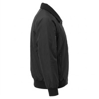 Blouson bomber noir pour homme, veste décontractée zippée coupe-vent avec col rabattable, vêtement d'extérieur en polyester coupe-vent pour l'automne
