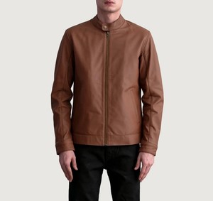Vestes en cuir décontractées pour hommes, nouvelle collection, prix abordable, col montant, fermeture éclair sur le devant, couleurs personnalisables, imperméables, écologiques - Product Image 1