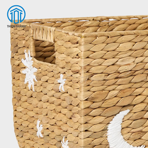 Handmade Water Hyacinth Storage Basket Rectangular Woven Organizer Kids Toy <b>Nursery</b> Home <b>Decor</b> Wholesale - Product Image 3