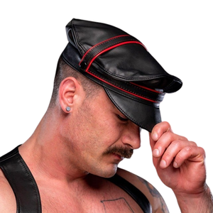 Casquette de marin en cuir pour homme avec bande colorée, six options de couleurs, ajustement réglable, en cuir de qualité supérieure, pour club - Product Image 2