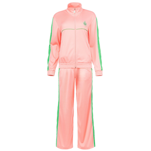 Conjunto Deportivo de Dos Piezas para Mujer, Modelo Fall Legacy 25, Color Rosa y Verde, Chaqueta con Cierre y Pantalones a Juego, Estilo Casual, Deportivo y Urbano, Inspirado en la Hermandad - Product Image 1