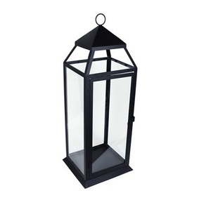 Shiny <b>Black</b> Finished Metal <b>Lantern</b> Rectangle Shape <b>Lantern</b> with Handle Candle <b>Lanterns</b> for Outdoor & Home Decoration - Product Image 6