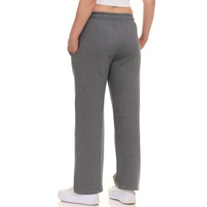Pantalones de Pierna Recta para Mujer, Color Gris, Cintura Media, Cierre Elástico, Corte Holgado, Largos, Casuales, Color Sólido, 100% Algodón - Product Image 3