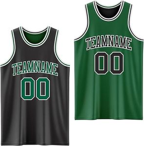 Custom Basketball Jersey Set Black <b>Green</b> <b>Silk</b> Screen Printing Breathable Polyester Adult Unisex Team Name Number MOMENTUM - Product Image 1