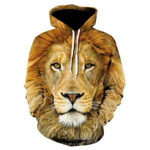 Men's 3D Lion Digital Breathable Hoodie Black Gold Lightning <b>Pattern</b> Casual Streetwear Regular Fit Polyester <b>Knitted</b> Autumn - Product Image 2