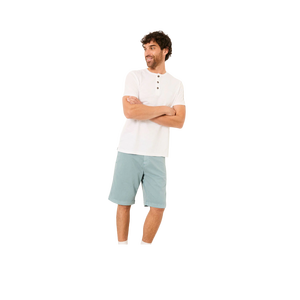 T-shirt à manches courtes boutonné pour homme, col rond, blanc, 100% coton, coupe classique, couleur unie, jersey tricoté, style décontracté - Product Image 5