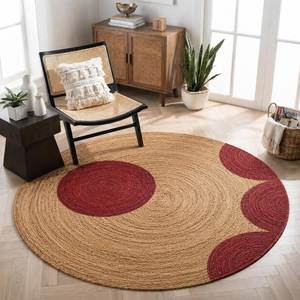 Handmade Boho Scalloped Edge Round Jute Rug Decorative Circular Braided Area <b>Mat</b> <b>for</b> Nursery Bedroom Entryway <b>Floor</b> - Product Image 1