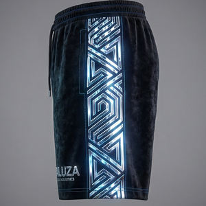 Shorts décontractés de luxe en velours pour hommes, style urbain, logo cristal, mode estivale USA Europe, shorts Maluza Pro Premium Fit Elite - Product Image 4