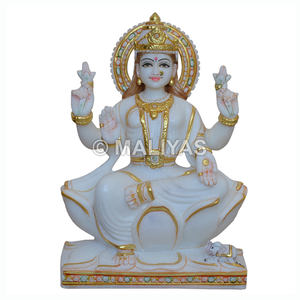Murti de Lakshmi en Mármol Blanco |   Fabricante de Ídolos de Mármol de Maa Lakshmi – Maliyas - Product Image 1