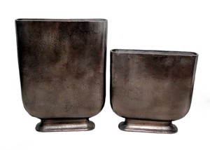 Vase à fleurs géométrique en métal fait main, sur pied, pour fleurs artificielles, récipient décoratif contemporain pour salon - Product Image 5