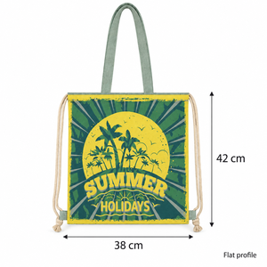 Bolsas de tela de algodón melange azul de 120 GSM con cordón y ojales, 38x42 cm, logotipo personalizado, venta al por mayor, reutilizables, para gimnasio, viajes, compras SNC142 - Product Image 6