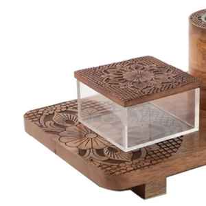 Brûleur d'encens en bois au design arabe, Mubkhar, porte-encens religieux, brûleur de Bakhoor, brûleur d'encens à bas prix - Product Image 4