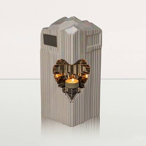 Porte-bougie doré à motifs floraux avec bougie chauffe-plat, accent décoratif pour la maison, urne funéraire ronde pour cendres humaines avec sac gratuit - Product Image 3