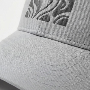 Light Gray 6-Panel <b>Baseball</b> <b>Cap</b> with Geometric Logo Front Panel Fitted Unisex Casual Hat Cotton Yarn Construction - Product Image 4