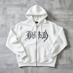 Sudadera con capucha de streetwear 2026 con estampado serigráfico y cremallera, sudadera con capucha de 450 g/m² con estampado puff, sudadera pesada de 500 g/m² con estampado puff personalizado - Product Image 3