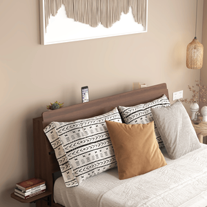 Queen Size <b>Floating</b> Wooden Bed <b>Frame</b> with LED Lights Charging Station Storage Headboard No Box Spring Required - Product Image 6