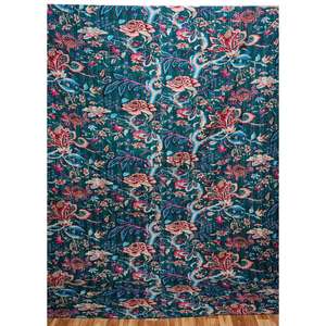 Couvre-lit Kantha fait main de haute qualité, 100% coton, imprimé à la main, motif floral, poids du tissu 220g, origine Rajasthan - Product Image 1