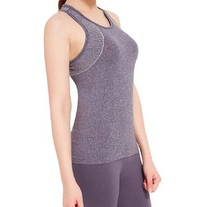 Women's Breathable Knitted Tank <b>Top</b> Solid Color Scoop Neck Sporty Style Gray Spandex Polyester Fit Workout Wear - Product Image 2