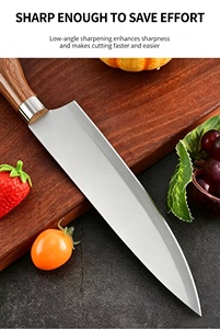 Juego de cuchillos de cocina de acero inoxidable de 7 piezas con soporte giratorio para herramientas. El mango con textura de madera simulada se adapta a la ergonomía. - Product Image 4