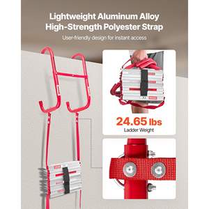Escalera de Escape de Incendios Retráctil de 5-6 Pisos, 50 Pies, Ligera, de Aleación de Aluminio, Correa de Poliéster Resistente, Peldaños Anchos Antideslizantes - Product Image 4