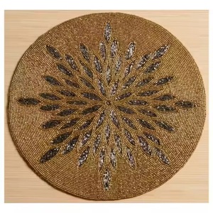 Handmade Round Beaded Placemat Design Placemat by Saro Lifestyle Shamrock Coquette <b>Bow</b> Placemat table mat or placemat Beaded - Product Image 5