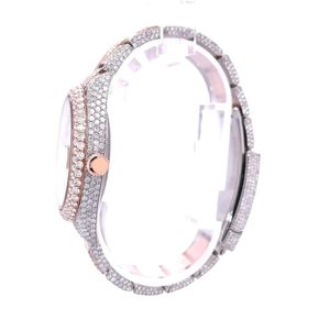 Reloj de Lujo para Hombre con Diamantes, Correa de Moissanita Plateada, Cristal de Zafiro, Movimiento Analógico de Cuarzo ETA, Caja con Cierre Oculto, 15 mm, Resistente al Agua 10 m - Product Image 4