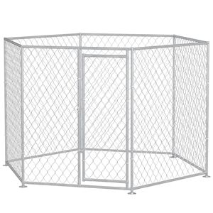 Recinto per Cani da Esterno 2,8m x 2,4m x 1,7m con Porta Bloccabile, Colore Argento, per Cani di Taglia Media e Grande - Disponibili Misure XXL, XL, X - Product Image 1