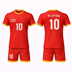 ชุดฟุตบอลโพลีเอสเตอร์ 100% แบบซับลิเมชั่นสั่งทำพิเศษ OEM แบรนด์ส่วนตัว ระบายอากาศได้ดี แห้งเร็ว สำหรับสโมสร โรงเรียน ทีม และลีก - Product Image 1
