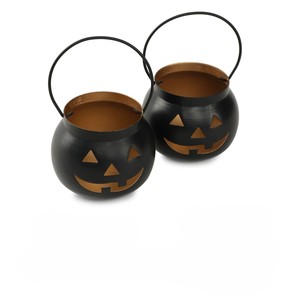 Lanterne en métal en forme de citrouille d'Halloween, décoration intérieure, orange, forme Jack O' Lantern - Product Image 2