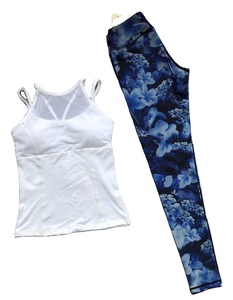 Conjunto de Yoga sin costuras para mujer, camisas de entrenamiento y legging, leggings estampados por sublimación, 2 piezas, precio al por mayor - Product Image 1