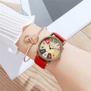 9814 Juego de Regalo de 2 Piezas de Reloj y Brazalete, Relojes de Mujer de Cuero Vintage de Lujo con Brazaletes - Product Image 2