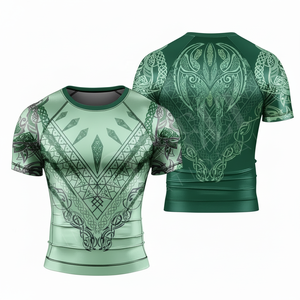 เสื้อรัดรูปคุณภาพสูง ขายดี 100% แขนสั้น สำหรับ MMA BJJ เล่นเซิร์ฟ ออกกำลังกาย ป้องกันรังสียูวี เสื้อคาราเต้ ผู้ชาย - Product Image 6