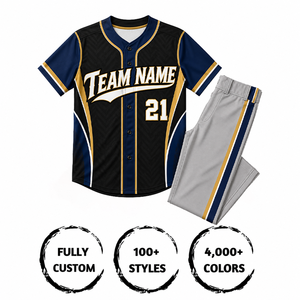 Ensemble d'uniformes de baseball personnalisés pour hommes adultes, manches courtes, 100% polyester, évacuation de l'humidité, impression par sublimation, nom de l'équipe 21 - Product Image 4