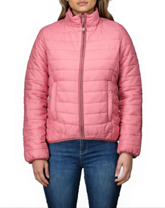 Chaqueta Acolchada Impermeable Rosa Sólido para Mujer, con Capucha Desmontable, Cierre de Cremallera y Manga Larga para Invierno - Product Image 4