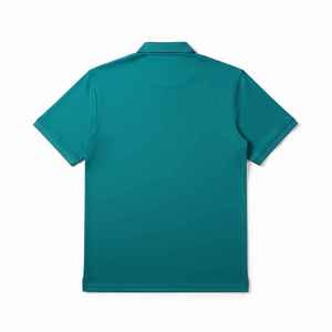 Camisa Polo Oxford de Manga Corta para Hombre, Color Sólido, Corte Regular, Estilo Casual, Tejido de Tela, Verde Azulado - Product Image 4