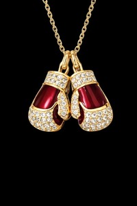 18K Gold Plated Boxing Gloves Shape Pendant Necklace with Freshwater Pearl Unisex Women's Gift - Product Image 3