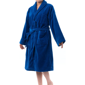 Peignoir unisexe léger en molleton de coton gaufré personnalisé, séchage rapide toutes saisons, avec poches avant et cordon de serrage, long - Product Image 5