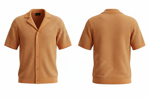 เสื้อเดรสแขนสั้นสำหรับผู้ชายเสื้อดีไซน์แบบถักระบายอากาศได้ดีทำจากผ้าฝ้ายสีล้วนทันสมัย - Product Image 4