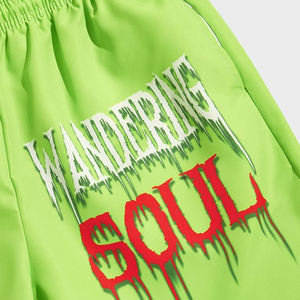 Shorts de streetwear para hombre, shorts con estampado de esqueleto, shorts de estilo gótico, shorts casuales de color verde neón, shorts de moda hip-hop. - Product Image 4