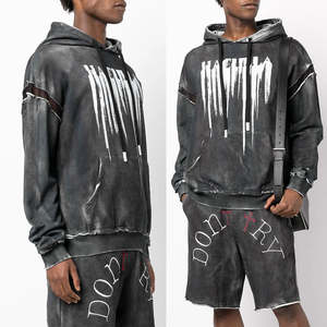 Venta Caliente: Conjuntos de Sudadera con Capucha y Pantalones Deportivos de Invierno con Logotipo Personalizado, Lavado Ácido y Bordado, 100% Algodón - Product Image 2