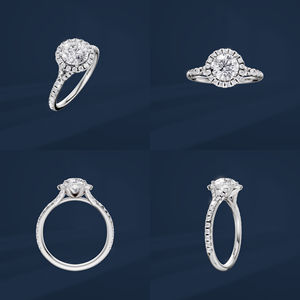 Bague de fiançailles pour femme en platine PT950 avec diamant rond taille brillant et diamants latéraux couleur D certifiés IGI, style classique - Product Image 6