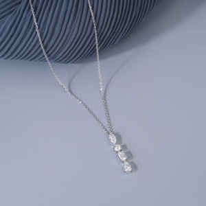 Pendentif en diamant de laboratoire taille marquise, poire et ronde, émeraude, en argent sterling S925, métal blanc, charme de luxe pour femme, cadeau pour elle - Product Image 3