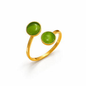 Wholesale Gold Plated Brass Peridot Cabochon <b>Ring</b> Minimalist <b>Adjustable</b> Fashion Jewelry OEM Custom Design - Product Image 1