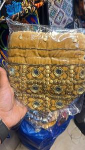 High Quality <b>White</b> Velvet Pearl Beaded Potli <b>Bag</b> Ladies Embroidered <b>Clutch</b> Handbag 100% Pure Cotton Lining Premium Purse - Product Image 3