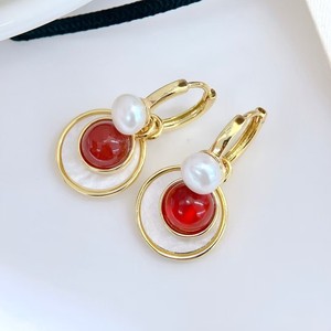 Pendientes Largos Finos al por Mayor y al Detal, Diseño Desmontable con Ágata Roja y Turquesa de Agua Dulce - Product Image 4