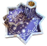 Brûleur d'encens élégant et écologique avec logo personnalisé, boîte à oud décorative avec incrustation de nacre et résine, ensemble de bakhoor, plateau, boîte, ensemble de cendrier