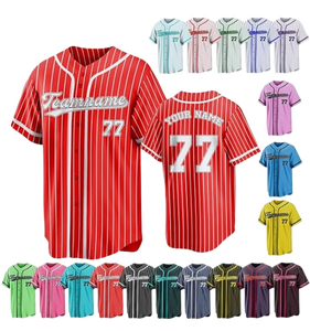 เสื้อเบสบอลลายเส้นแบบกำหนดเอง ปักชื่อและหมายเลขทีมตามสั่ง เสื้อกีฬาสำหรับผู้ชาย ผู้หญิง และผู้ใหญ่ ผลิตตามแบบ OEM 100% - Product Image 2