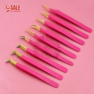 Custom Logo Fiber Tip Volume Lash Tweezers Eyelashes Extension Tweezers Stainless Steel 75 90 Degree for Lashes Private Label - Product Image 1